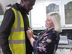 Big natural knockers of nasty mature lady which got fucked really hard by big black cock